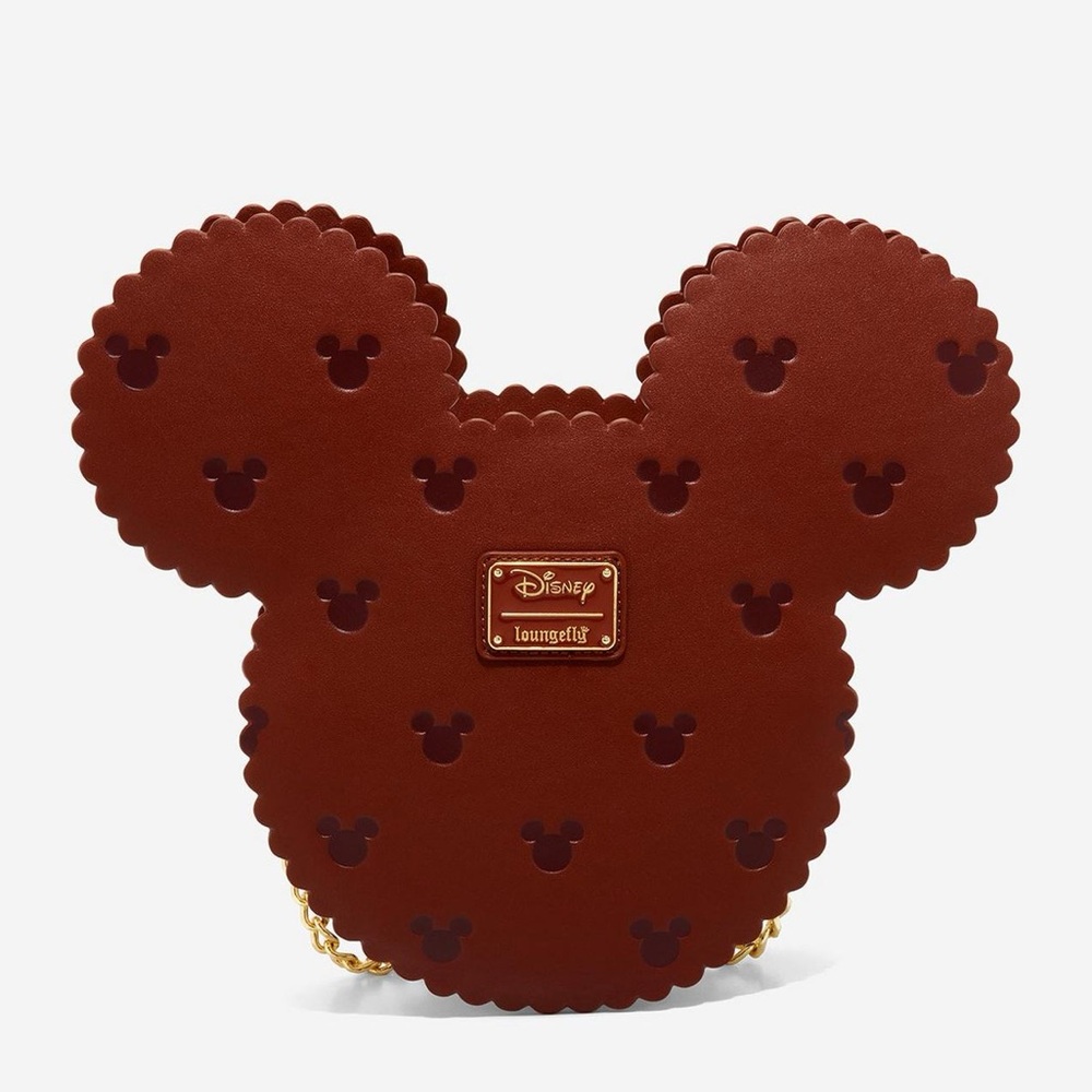 Disney Brown Mickey Ear Crossbody Bag with Gold Chain